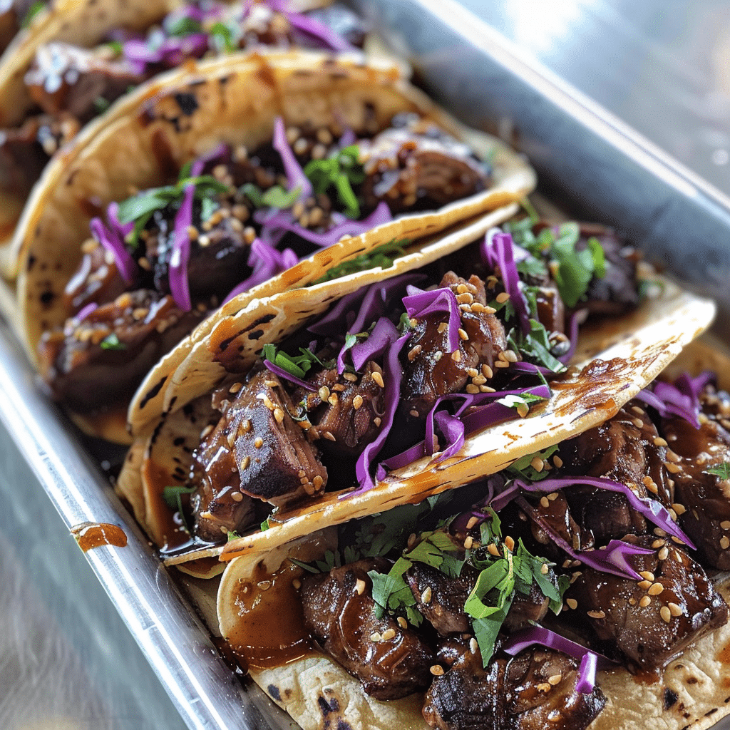 Garlic Butter Honey BBQ Beef Tacos