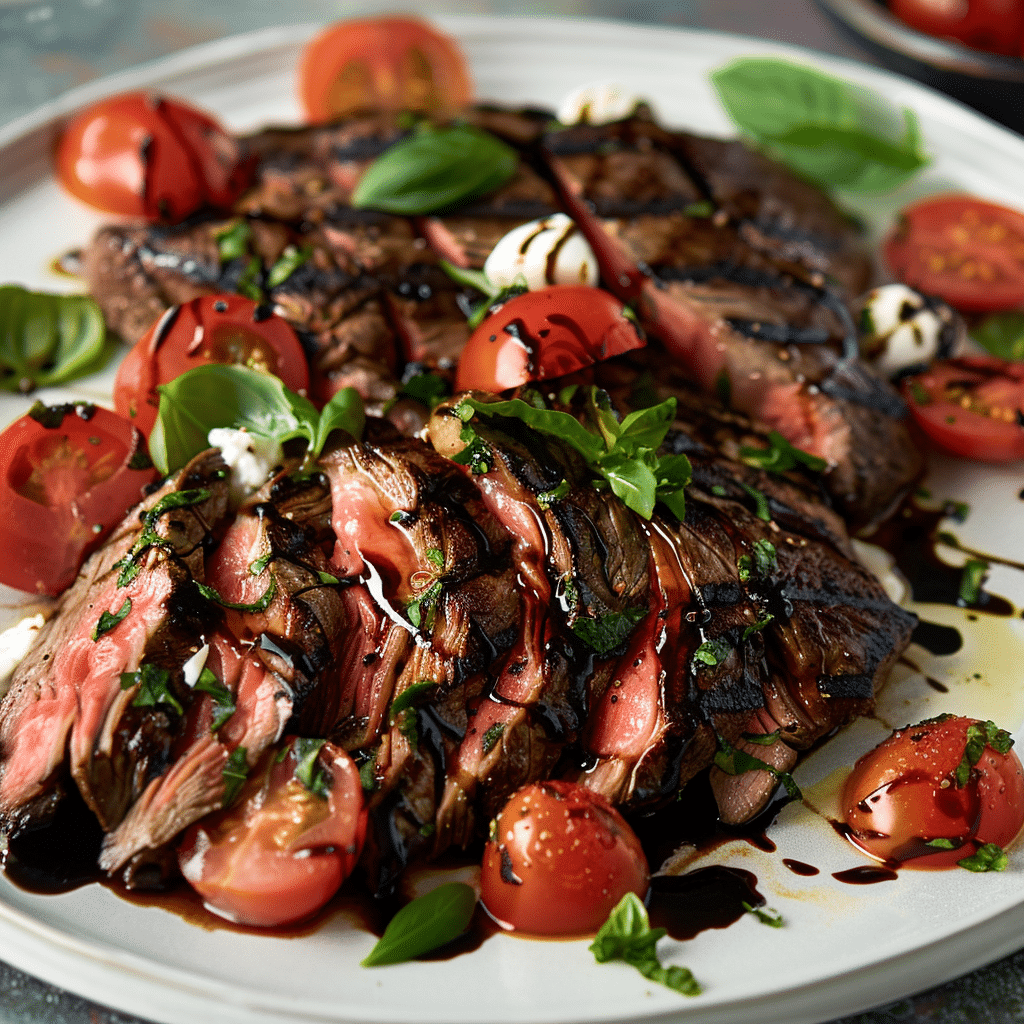 Balsamic Caprese Grilled Flank Steak