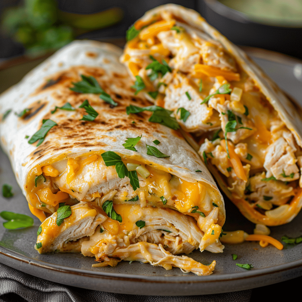 Cheesy Garlic Chicken Wraps