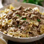 Creamy Beef and Bowtie Pasta