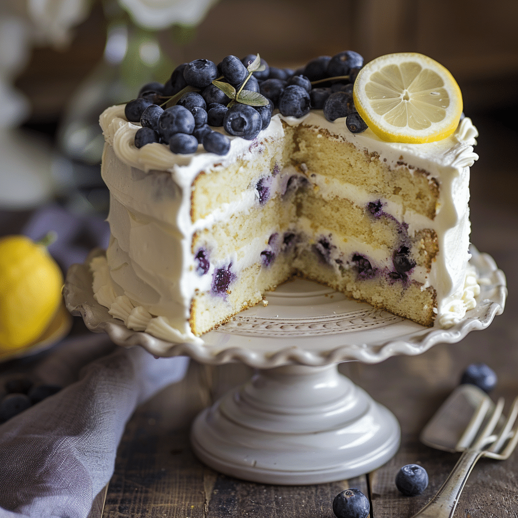 Lemon Blueberry Mascarpone Cake