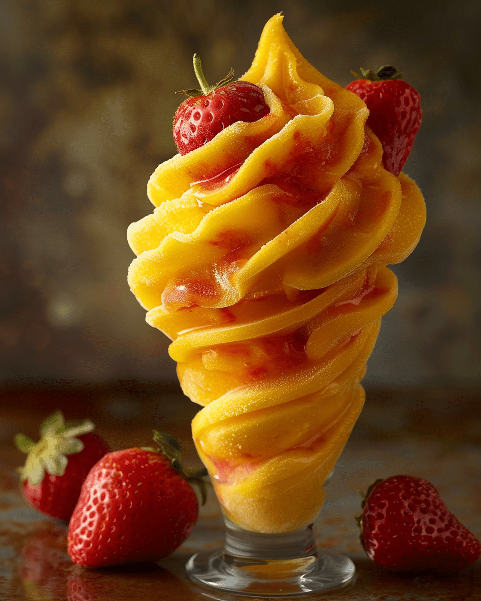 Fresh Mango Strawberry Swirled Slushies