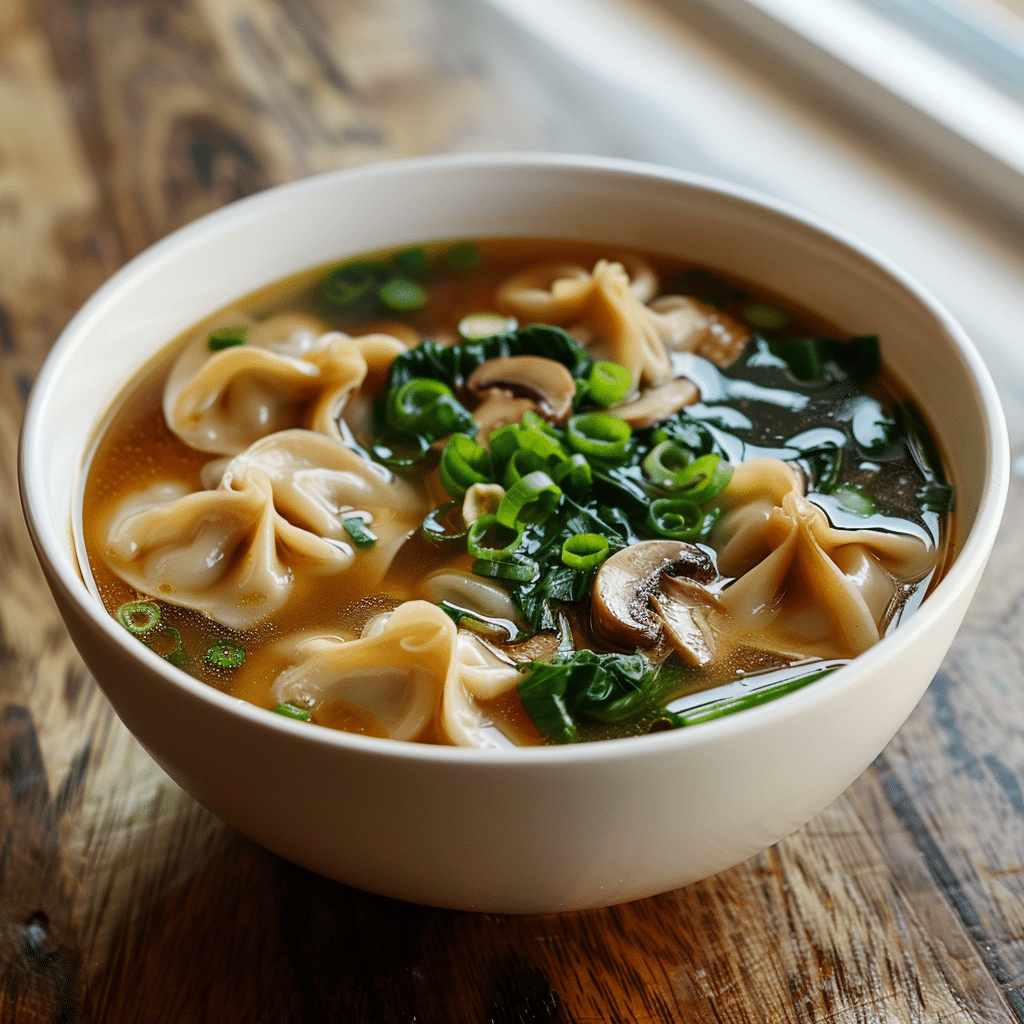 Potsticker Soup with Mushrooms & Bok Choy