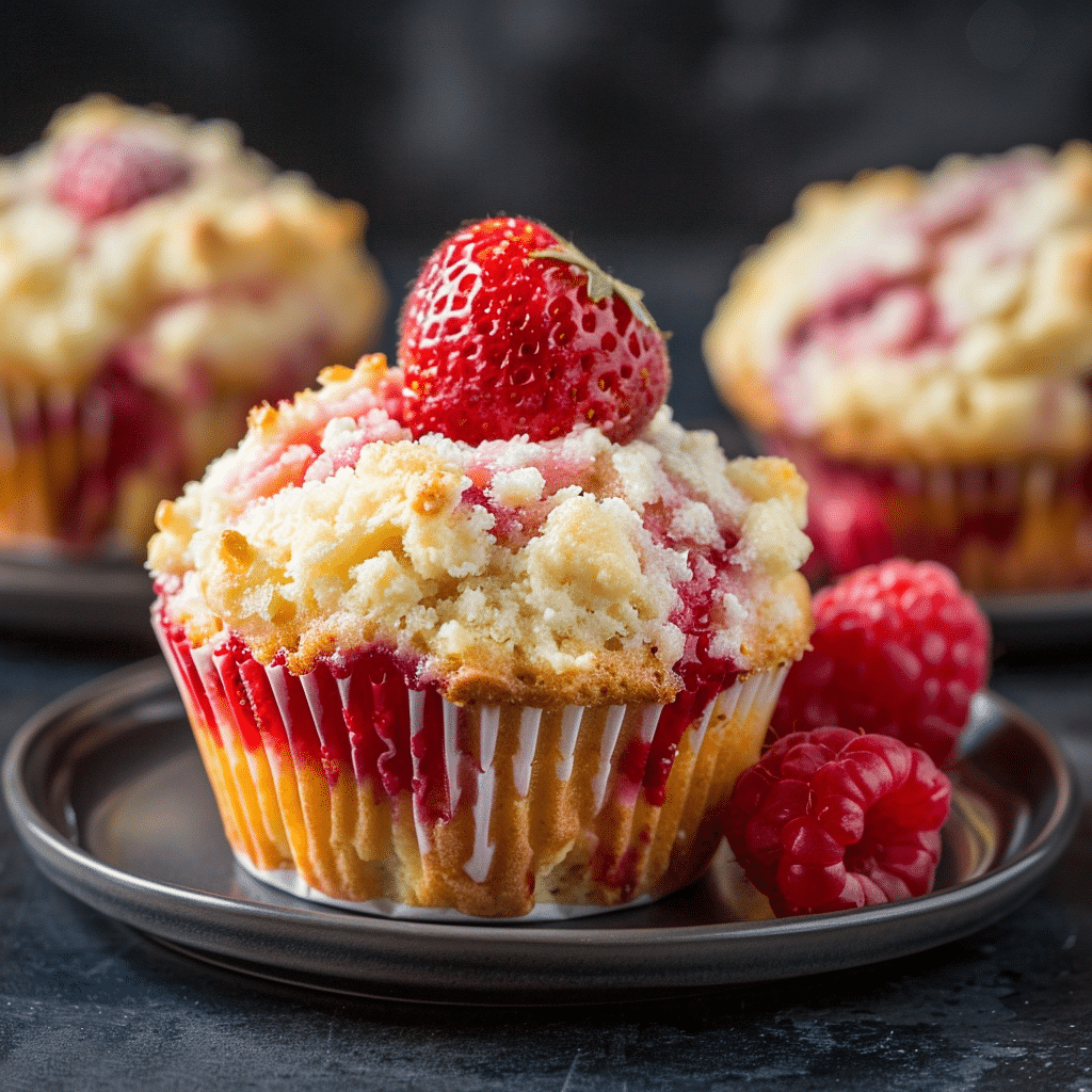 Strawberry Cream Cheese Muffins with Streusel Crumb Topping