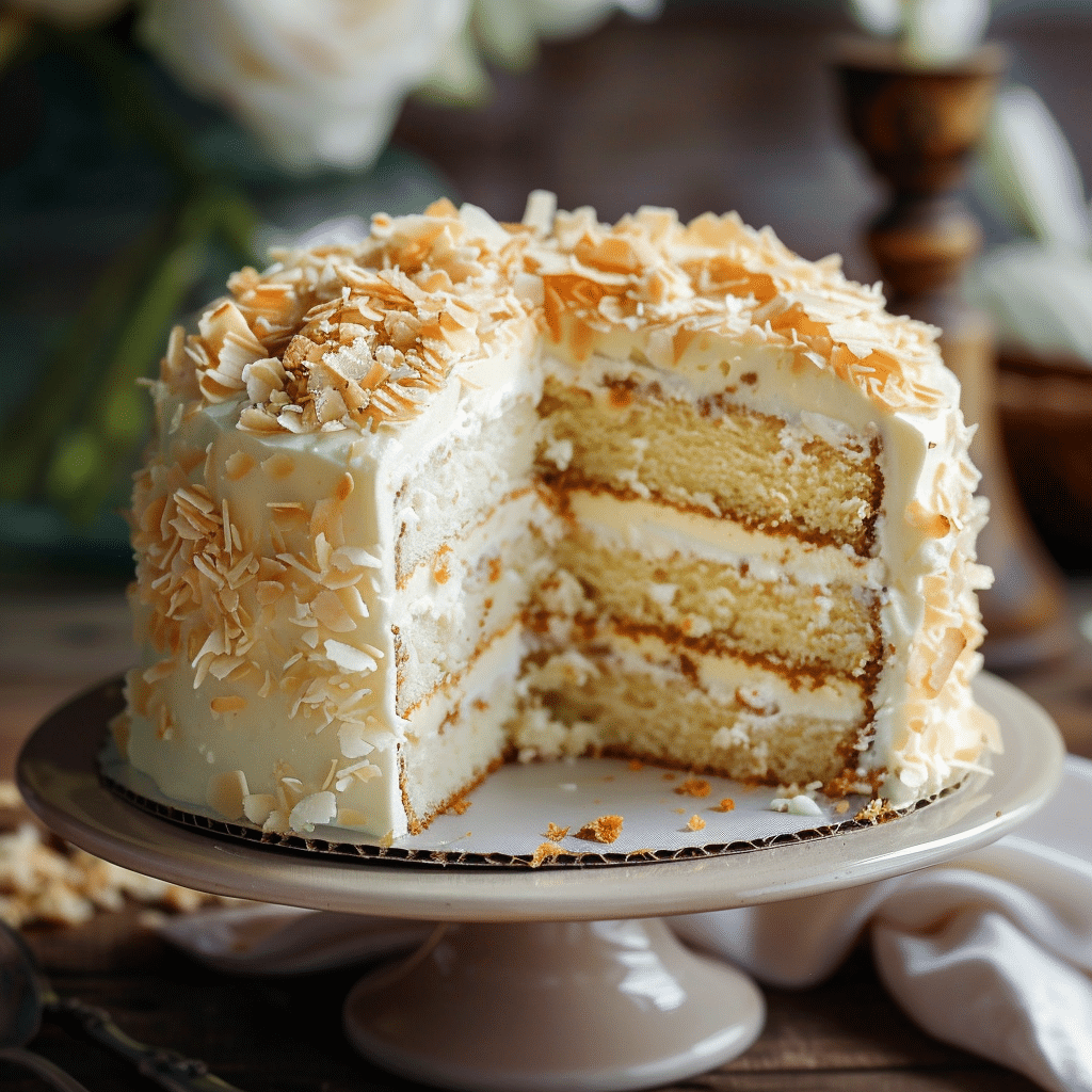 White German Chocolate Cake with a Cheesecake Center