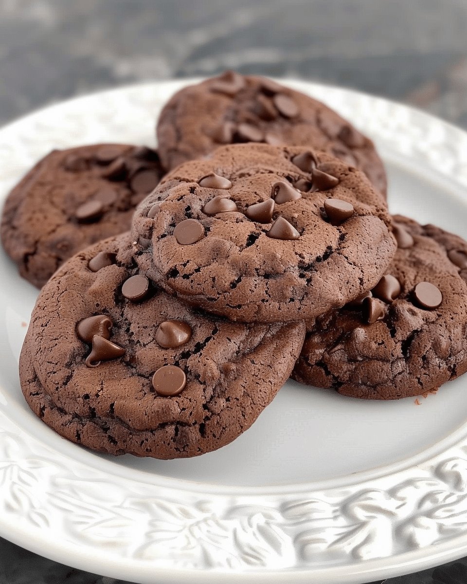 Fudgy Vegan Double Chocolate Chip Cookies