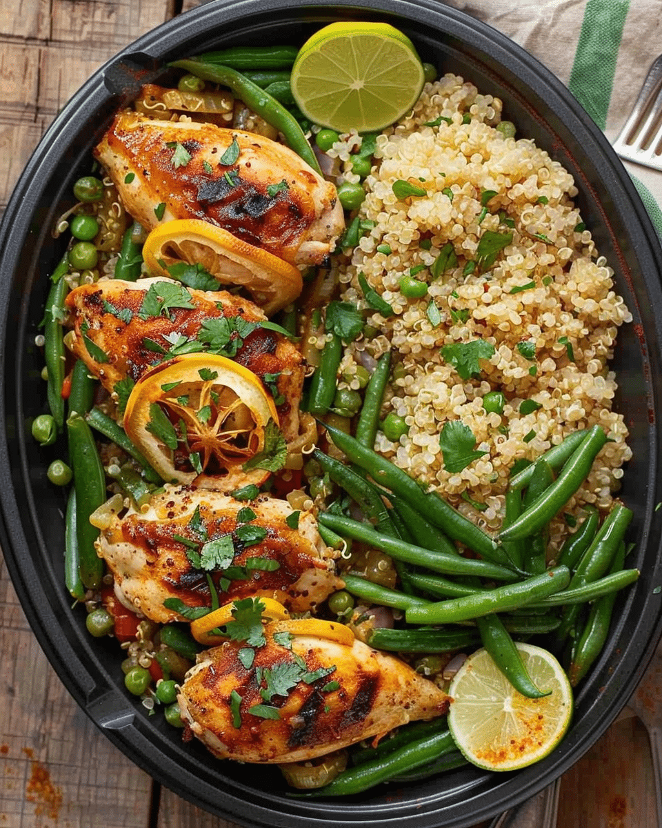 Baked Lime Chicken with Green Beans and Quinoa