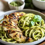 Zucchini Noodles with Pesto and Grilled Chicken