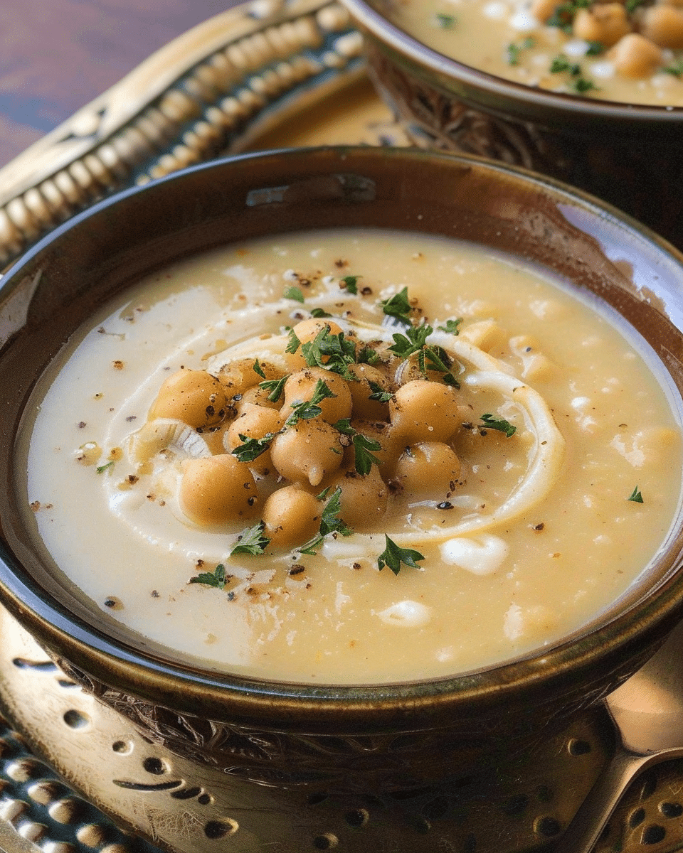 Lemony Garlic Roasted Chickpea Soup