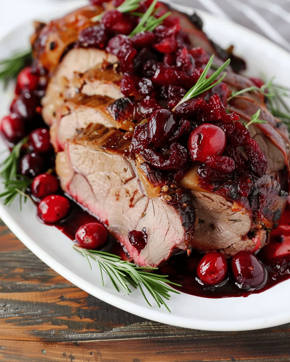 Holiday Roast Beef with Cranberry Balsamic Sauce