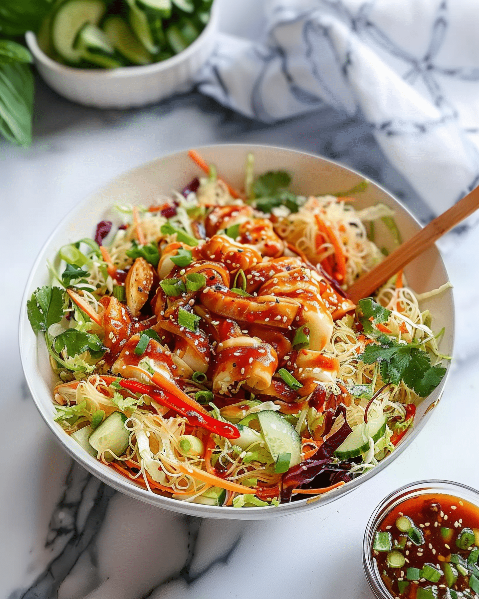 Spring Roll Salad with Spicy Ginger Dressing