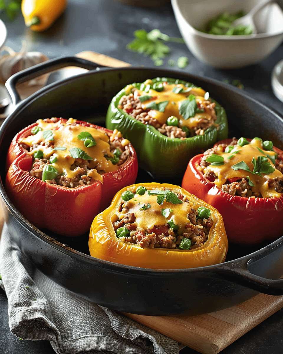Stuffed Bell Peppers with Ground Turkey and Brown Rice