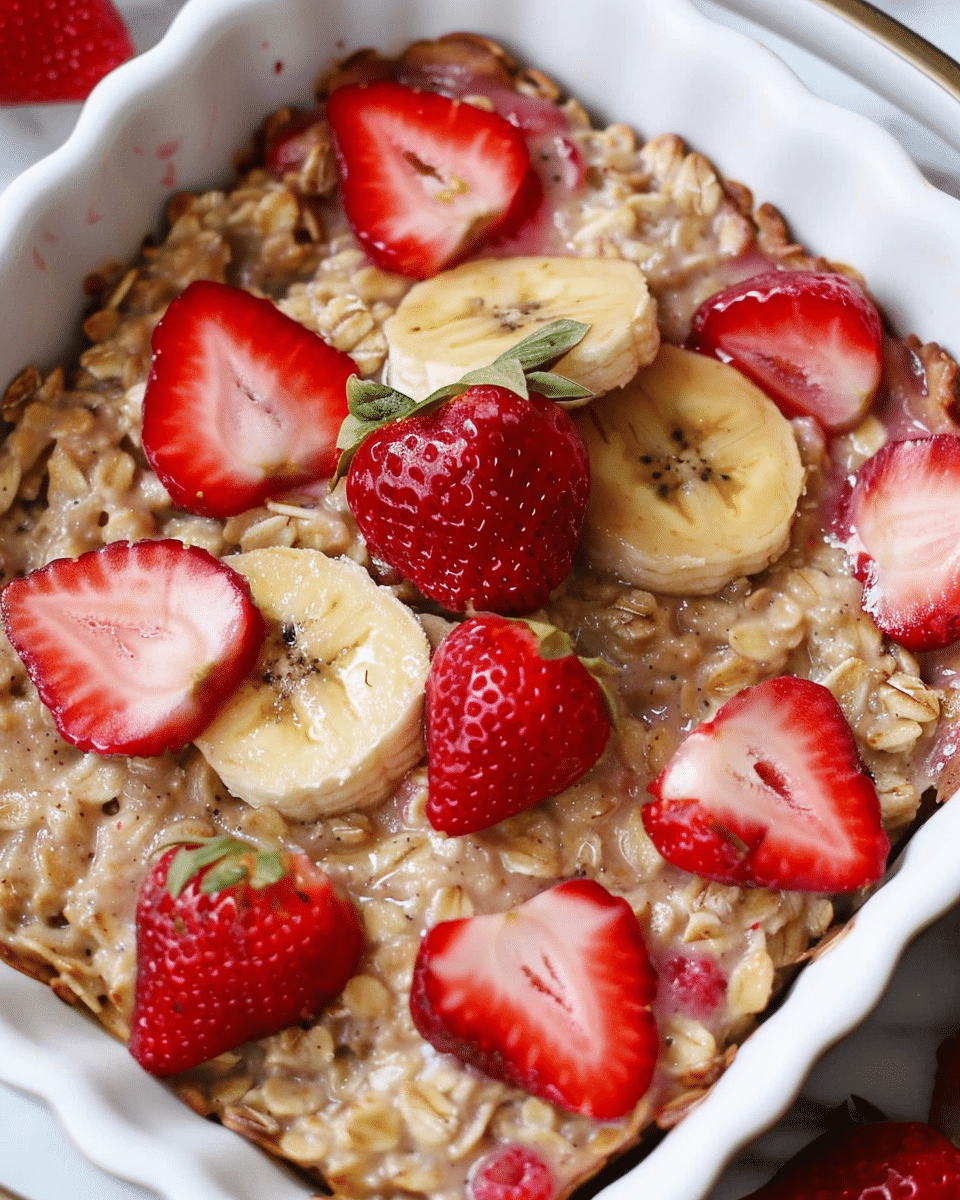 Protein Strawberry Banana Baked Oatmeal