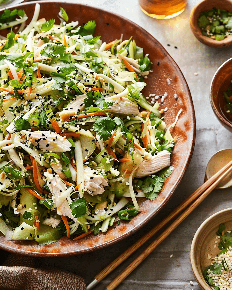 Sesame Kohlrabi and Chicken Salad