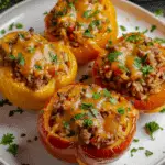 Stuffed Bell Peppers with Ground Beef & Brown Rice
