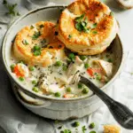 Chicken Pot Pie Soup with Biscuit Topping