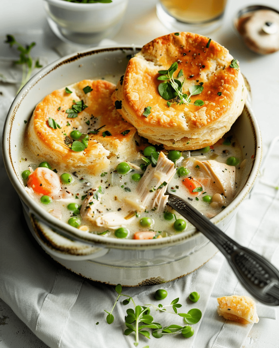 Chicken Pot Pie Soup with Biscuit Topping