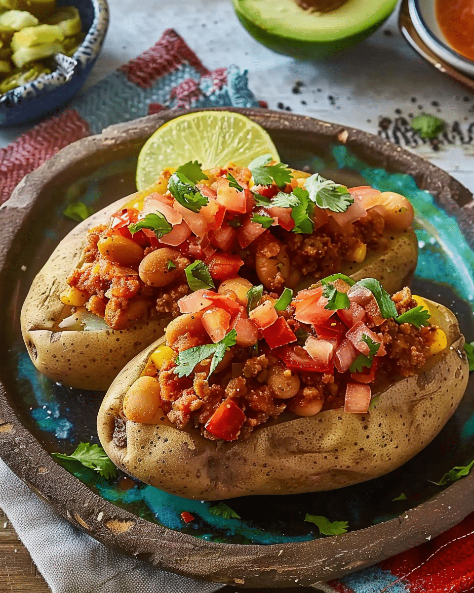 Stuffed Potatoes with Salsa & Beans