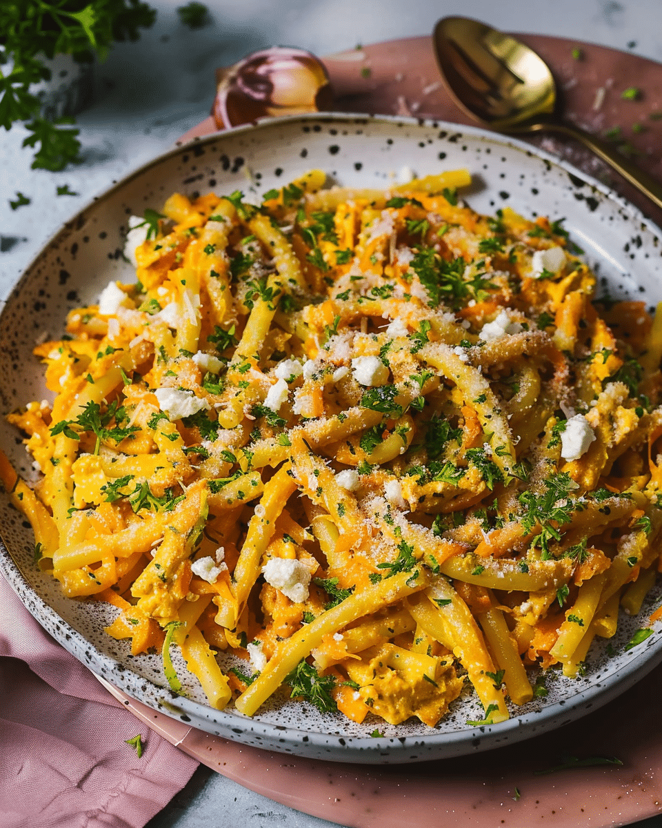 Baked Carrot Feta Pasta