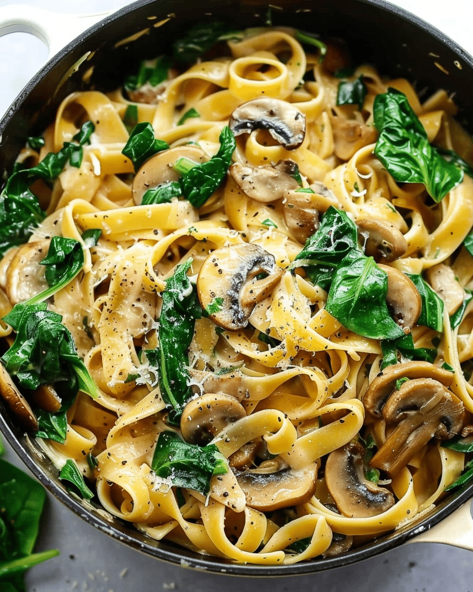Mushroom Pasta with Parmesan and Spinach