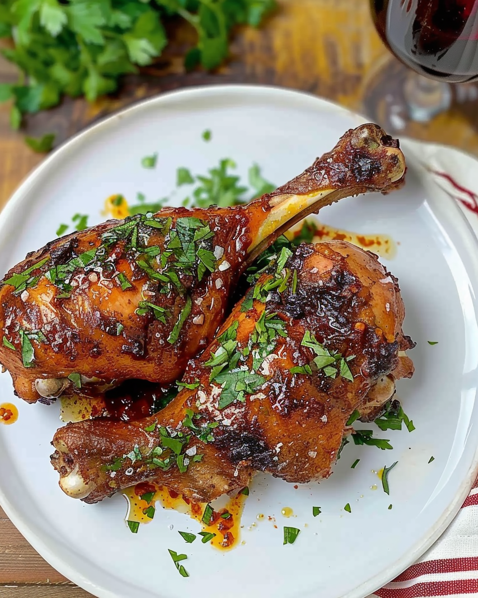 Smoked Chicken Legs with Red Pepper Glaze
