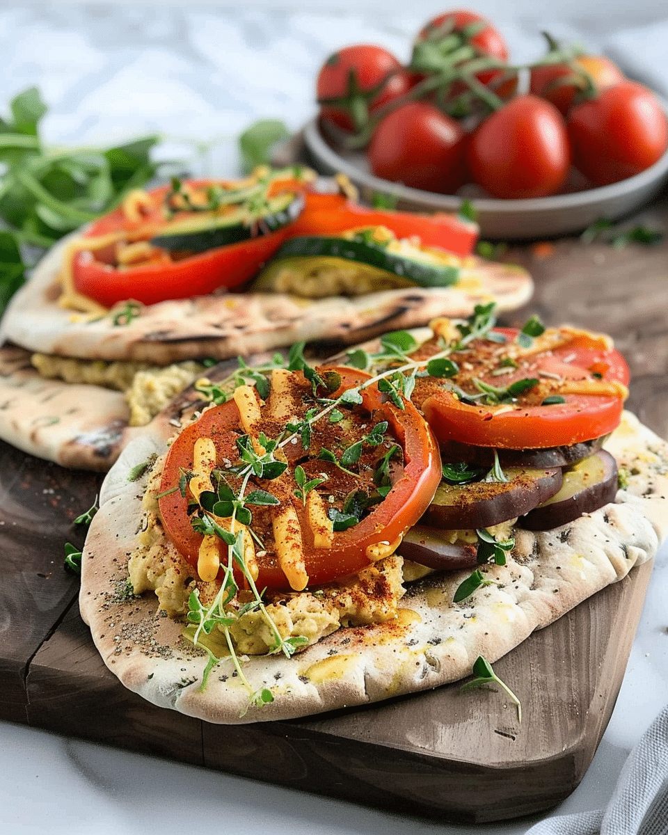Pita Bread with Hummus and Veggies