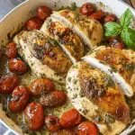 Creamy Pesto Chicken with Roasted Tomatoes