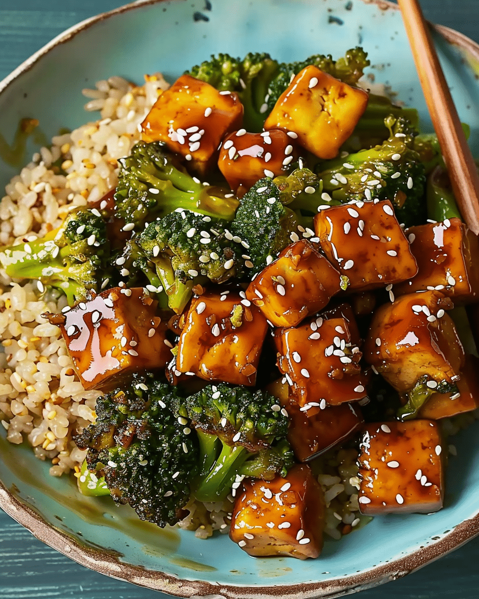 Sticky Sesame Tofu & Broccoli