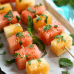 Melon Skewers with Mint Dressing