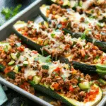 Stuffed Zucchini Boats With Spanish Ground Beef And Rice