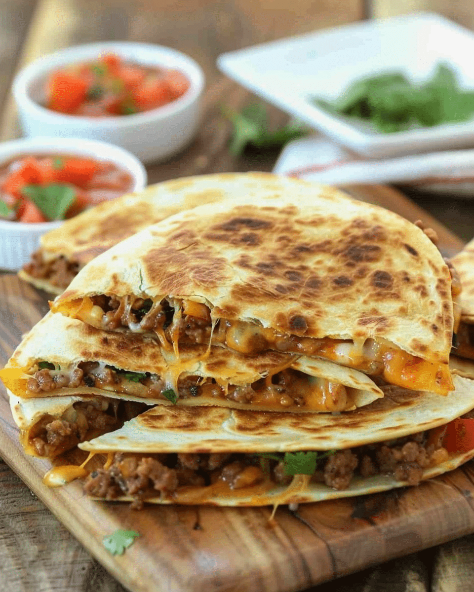 Cheesy Ground Beef Quesadillas