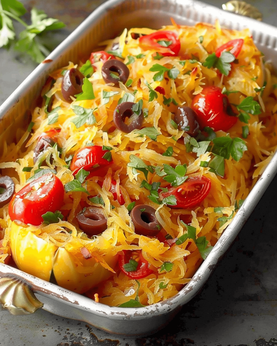 Spaghetti Squash with Tomatoes and Olives