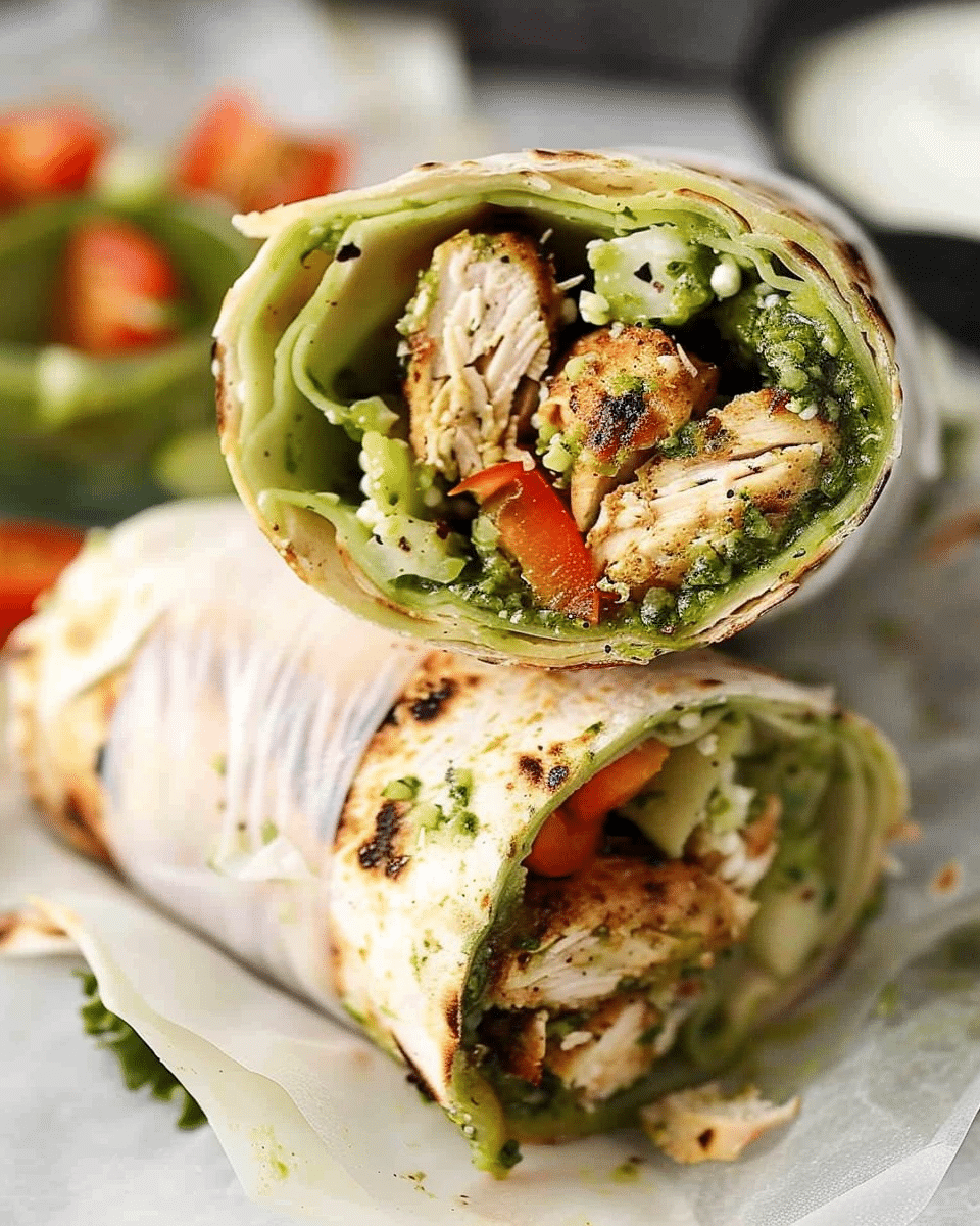 Mediterranean Pesto Chicken Wraps