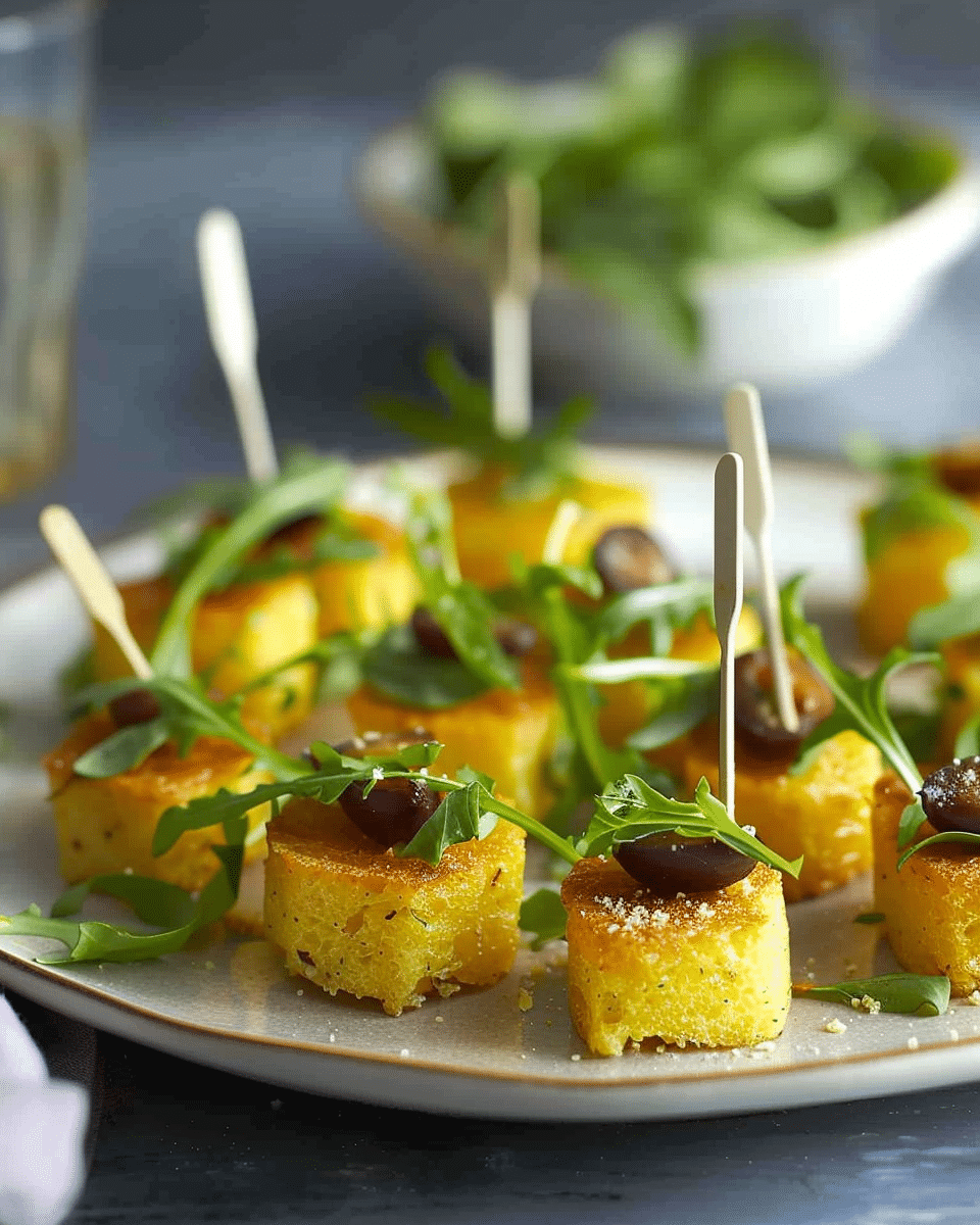 Parmesan Polenta Bites with Rocket & Grape