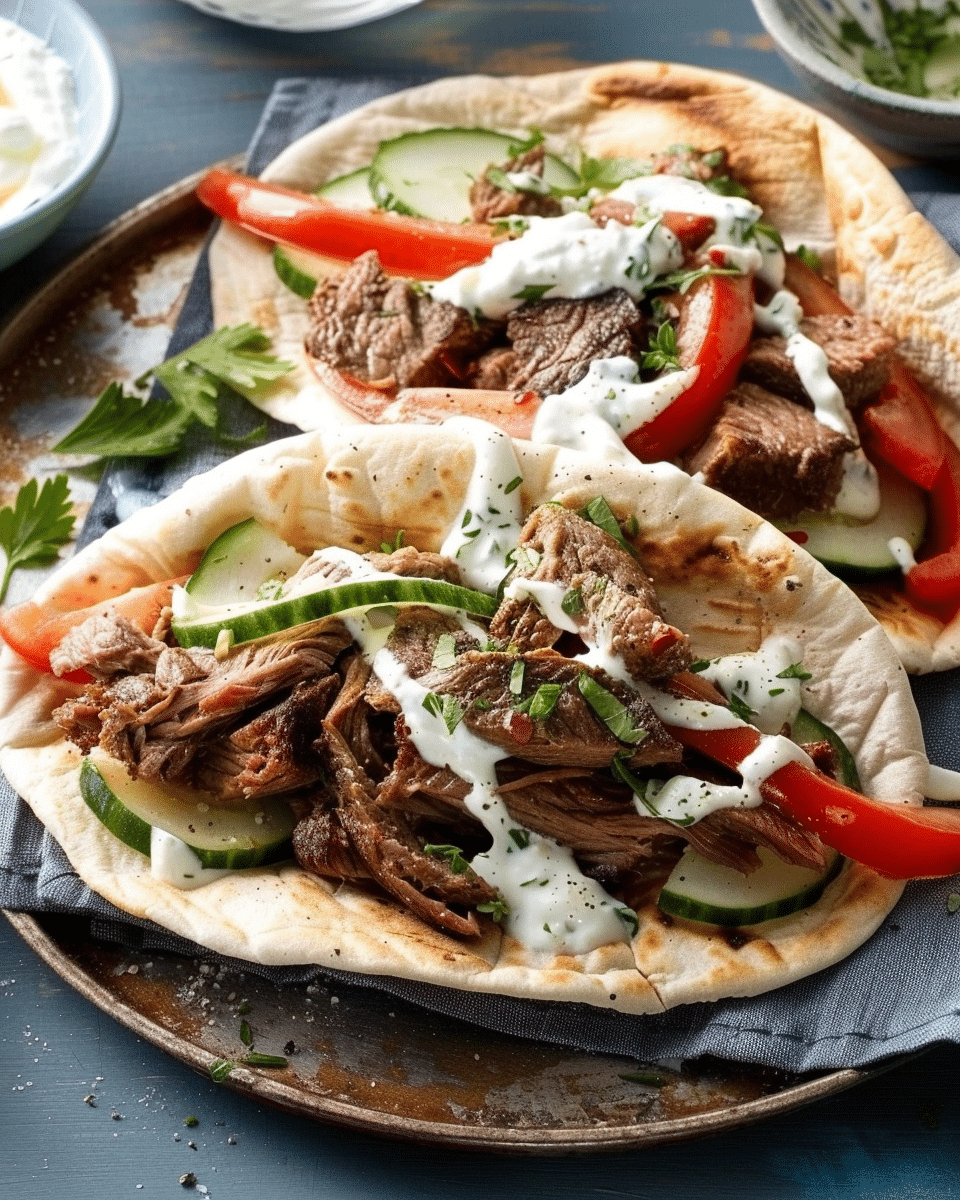 Lamb Pitas with Yogurt Sauce