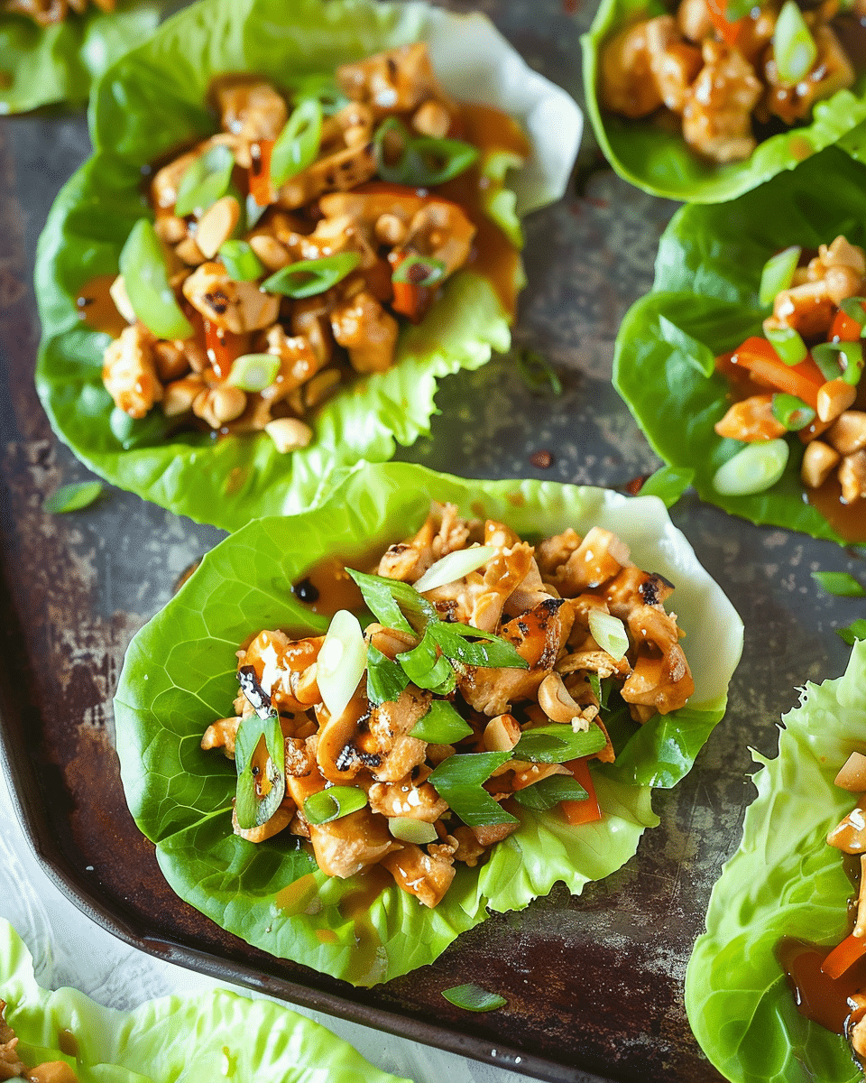 Peanut Chicken Lettuce Wraps