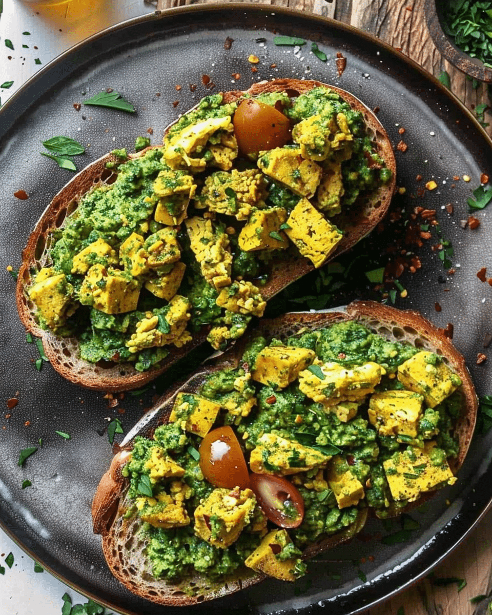 Pesto Toast with Tofu Scramble Recipe