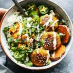 Bliss Bowls with Sweet Potato Fritters and Jalapeño Ranch