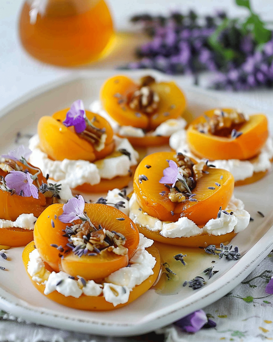 Fresh Apricots with Goat Cheese and Lavender Honey