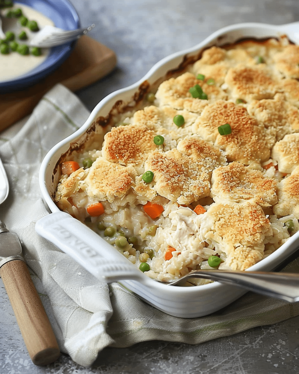 Chicken Pot Pie Rice Casserole