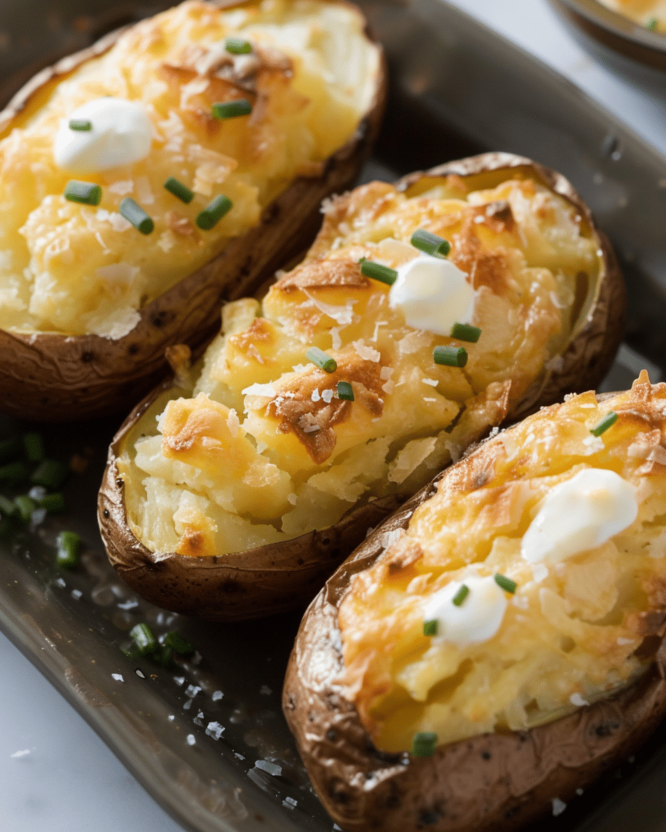 Roasted Baked Potatoes With Sour Cream and Chives