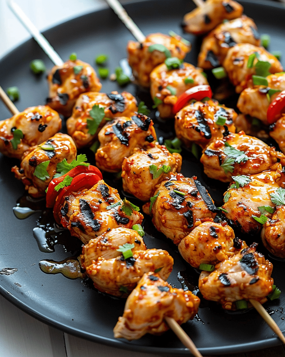 Spicy Bang Bang Chicken Skewers