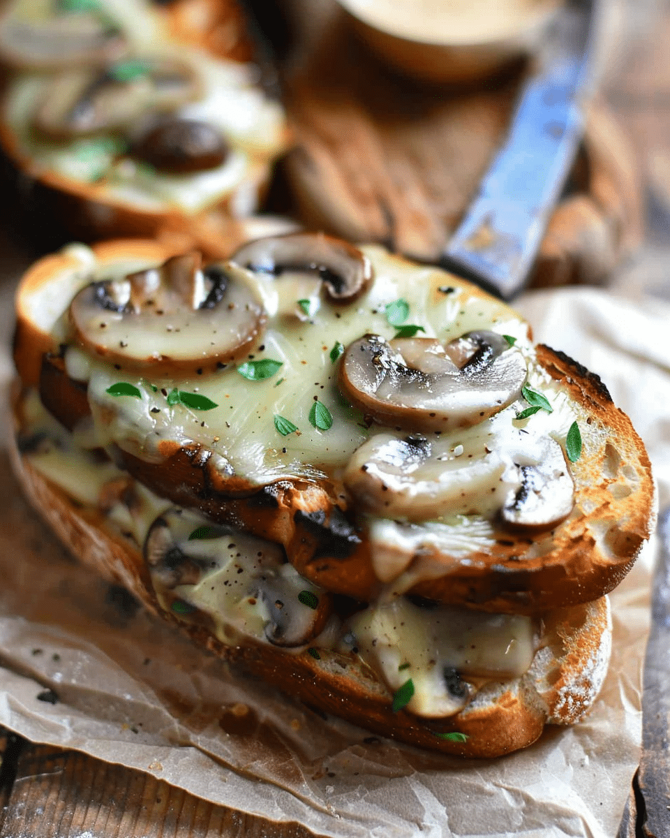 Garlic Butter Mushroom Provolone Melts