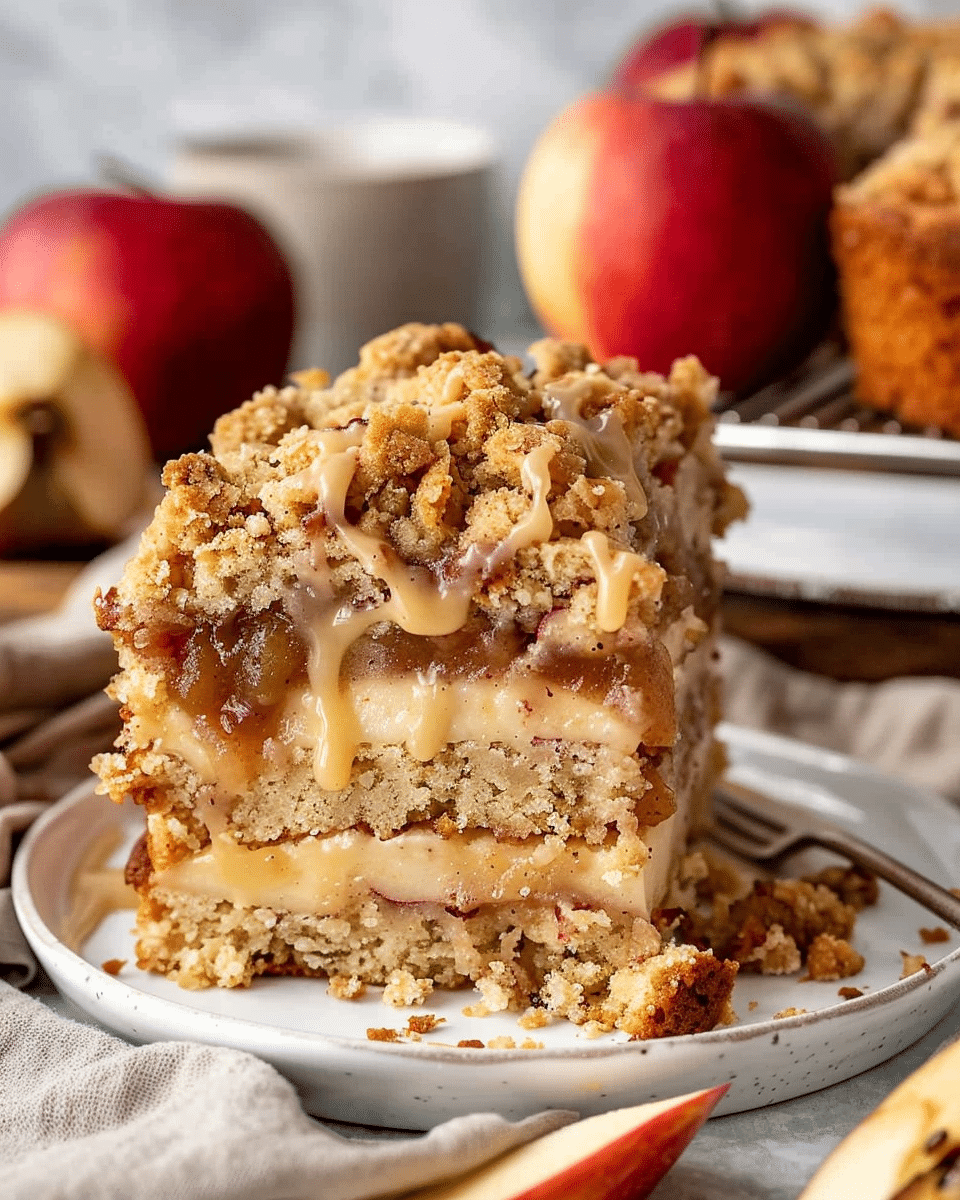 Vegan Apple Crumb Cake with Gooey Apple Butter Filling