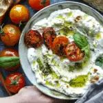 Yogurt Pesto Dip with Burrata and Roasted Tomatoes