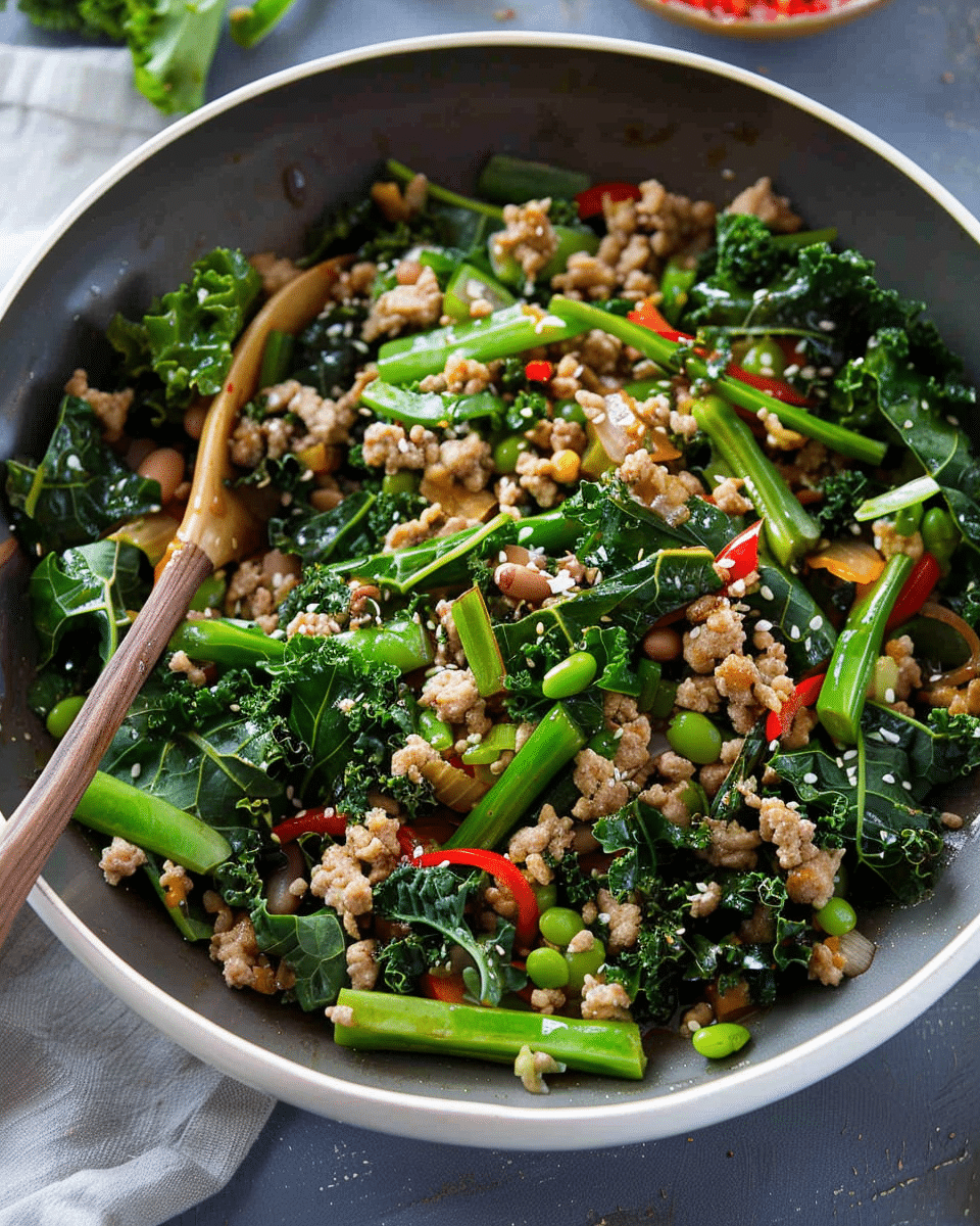 Ground Turkey Stir-Fry with Green Beans & Kale
