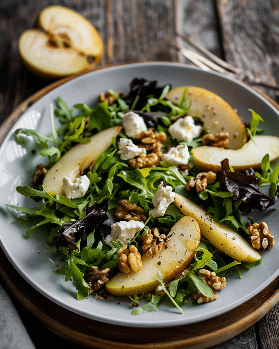 Pear and Walnut Salad with Goat Cheese