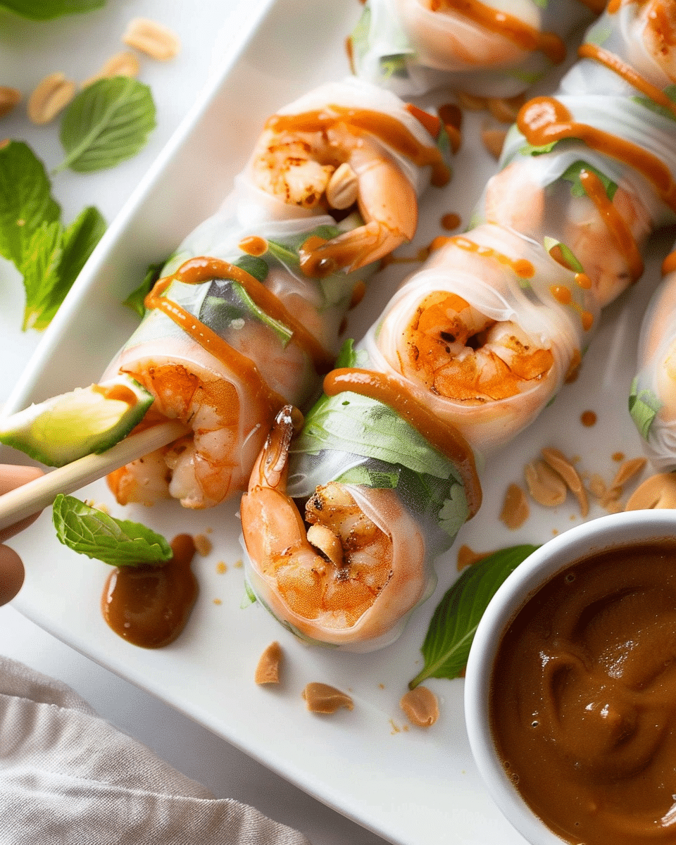 Vietnamese Shrimp Salad Rolls with Peanut Sauce