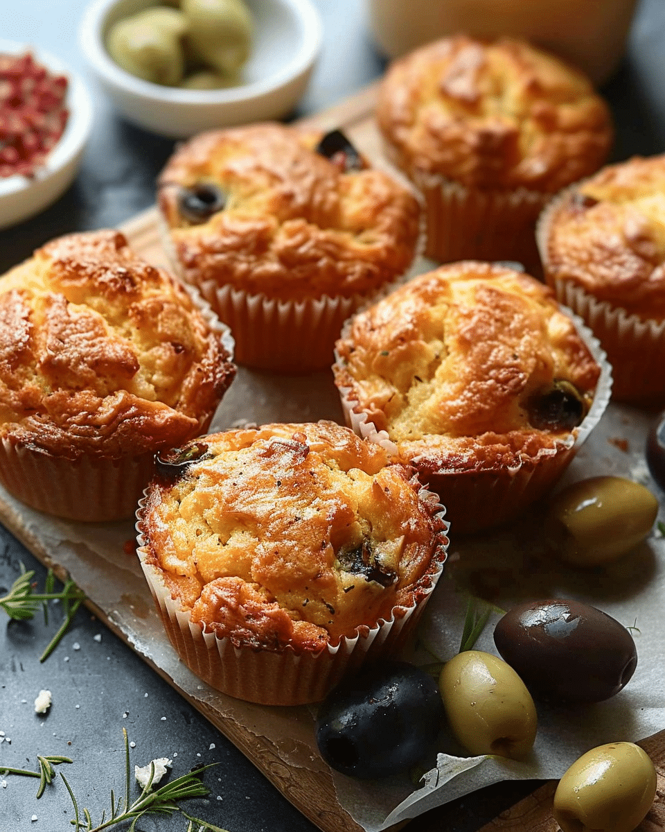Halloumi and Olive Muffins