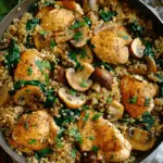 One-Pot Chicken, Quinoa, Mushrooms & Spinach